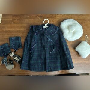 Pleasant Company Samantha’s Plaid Cape & Gaiters, Fur Hat and Muff, & Ice Skates